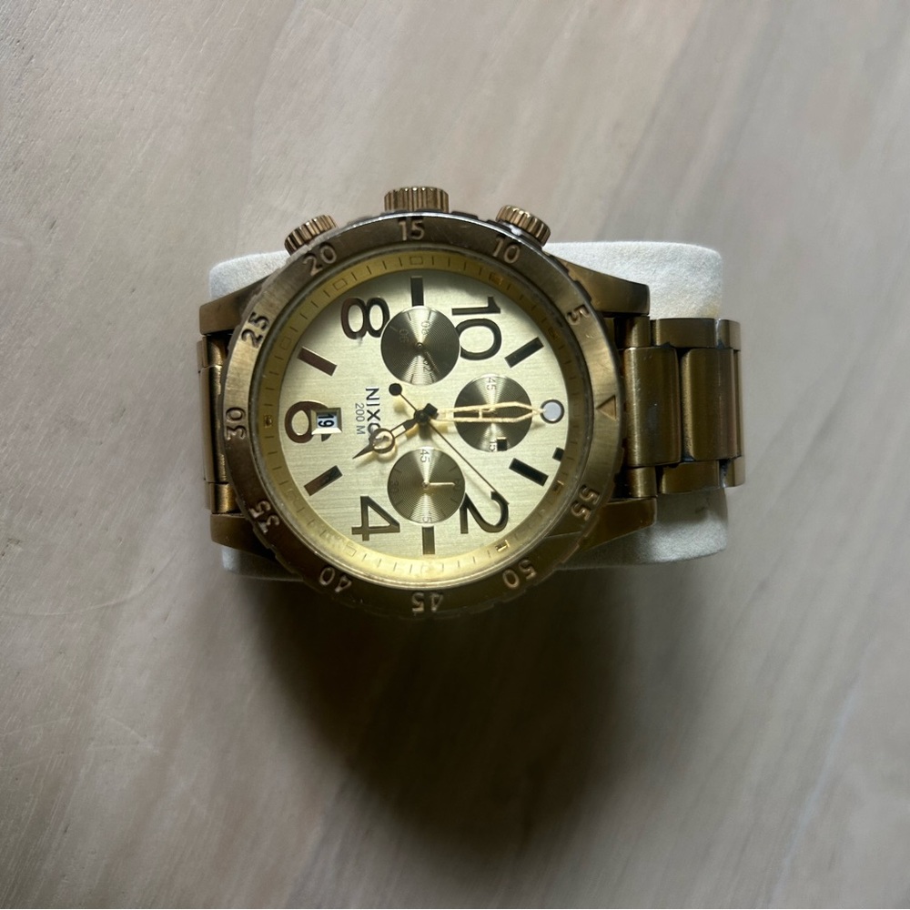 Nixon Gold Chronograph Watch 48-20
